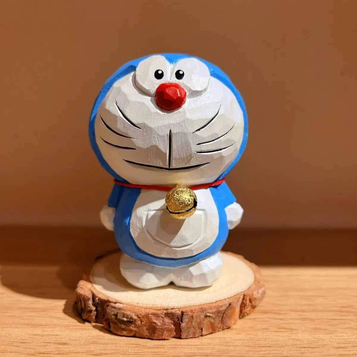 Doraemon Anime Character Peripherals Hand-Made Solid Wood Carving Products Figure Cat Desktop Ornaments Model Toy Birthday Gift