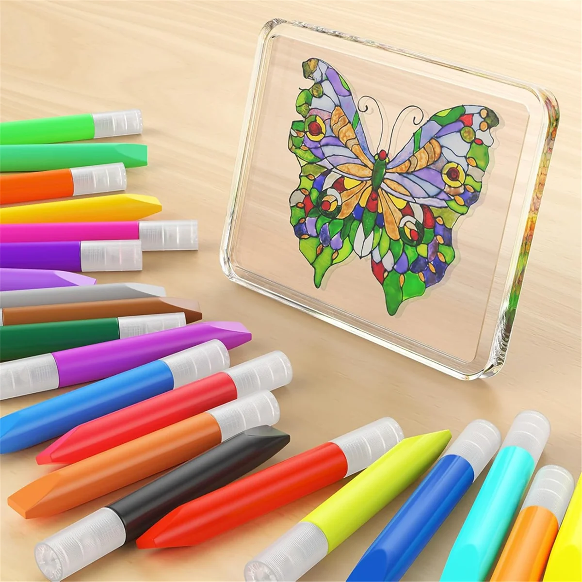 48 Pcs Suncatcher Paint Pens for Kids Stained Glass Window Art Paint Pens Suncatcher Paint Crafts Sets for Kids JDJ