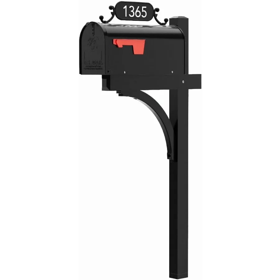 

The Glenbrook Deluxe Mailbox and Post Personalized Complete System with Custom Street Address Plate Steel Mailbox and Aluminum