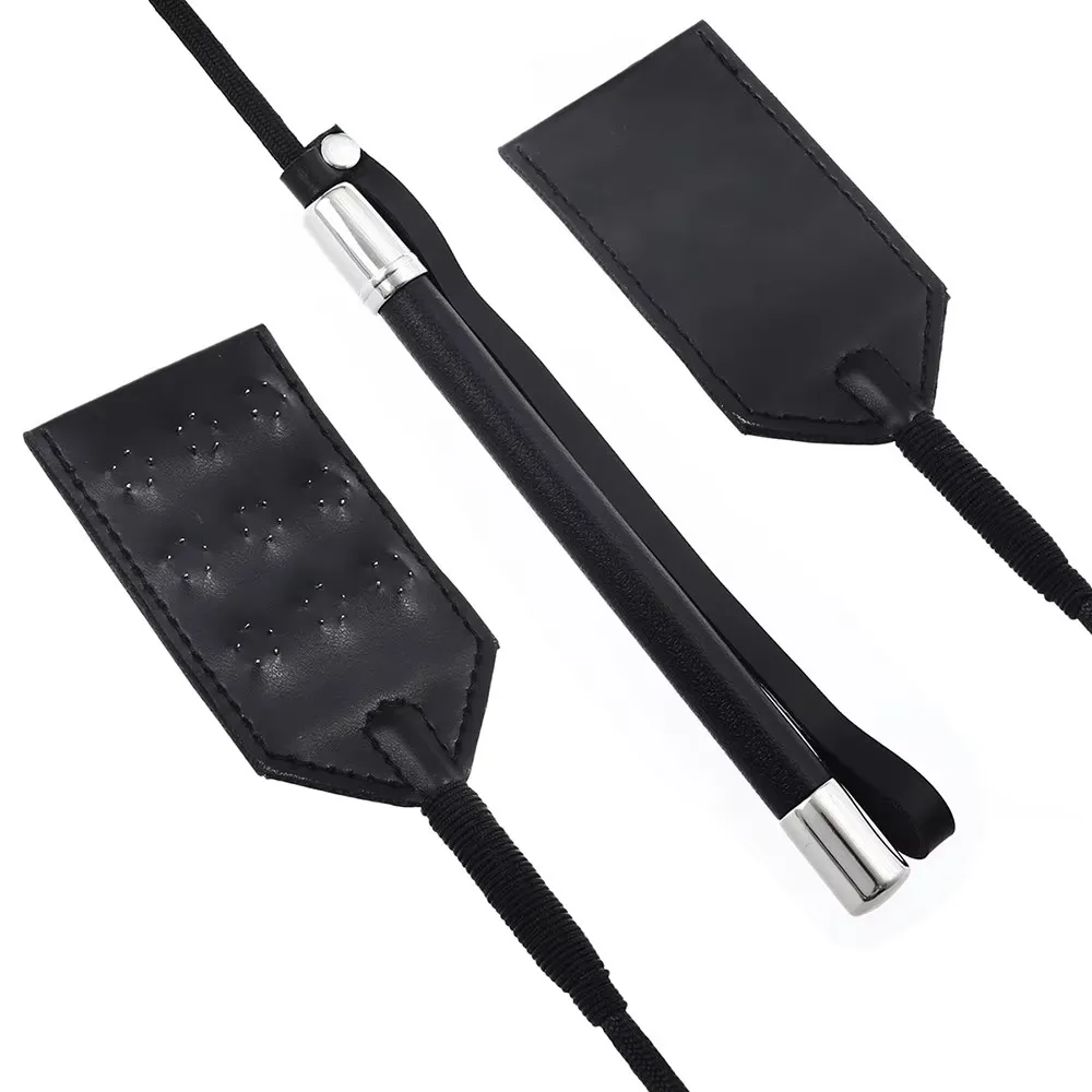 52CM Riding Crop PU Leather Whip with Concealed Nail Crops Equestrianism HorseWhip with Strap