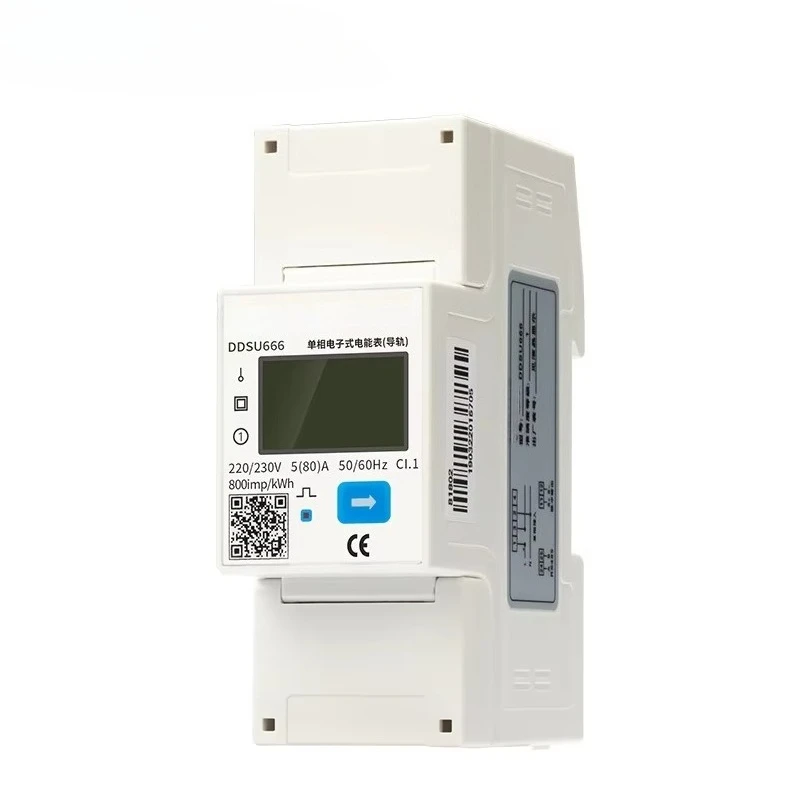 DDSU666 220V 5(60) A Single Phase Electronic LCD Display Energy Surface Panel Ammeter DIN Track Energy Meter