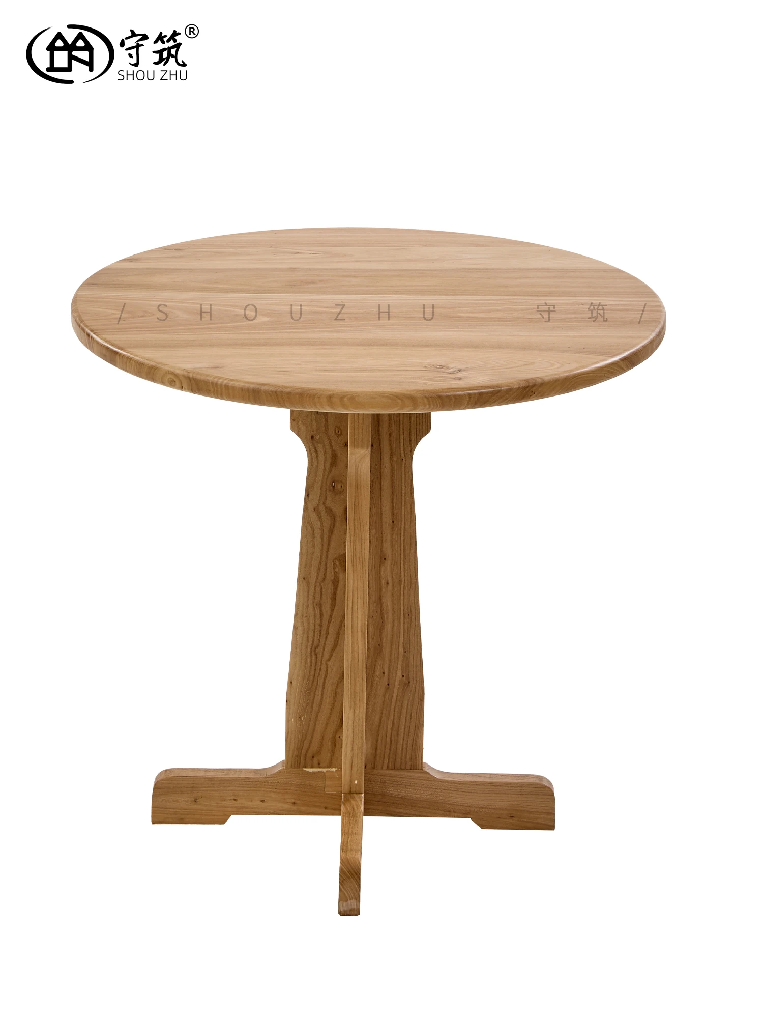 Mesa redonda de madera maciza para comedor, mueble B & B, balcón, pequeña, informal