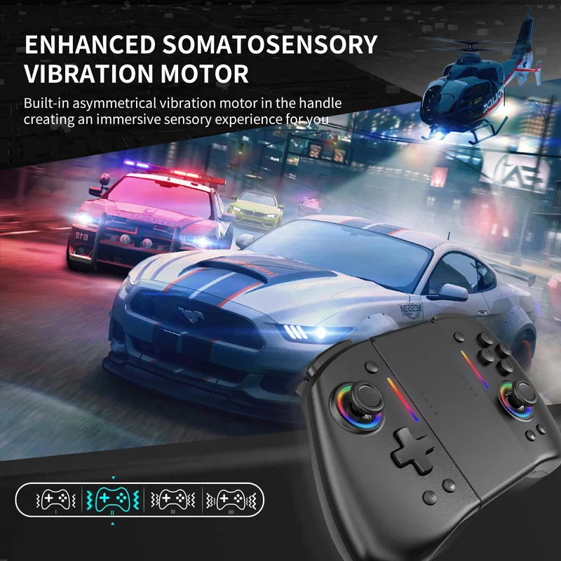 2024 New Ys42 Wireless Gamepad Rgb Lighting Double Motor Vibration One-Button Burst Turbine Function Long Standby Programmable