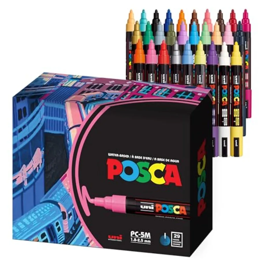 

Uni Paint Markers 5M Medium Acrylic Markers with Reversible Tips Artist Recommended For Gifts Decorations Fabric Metal Glass Wo