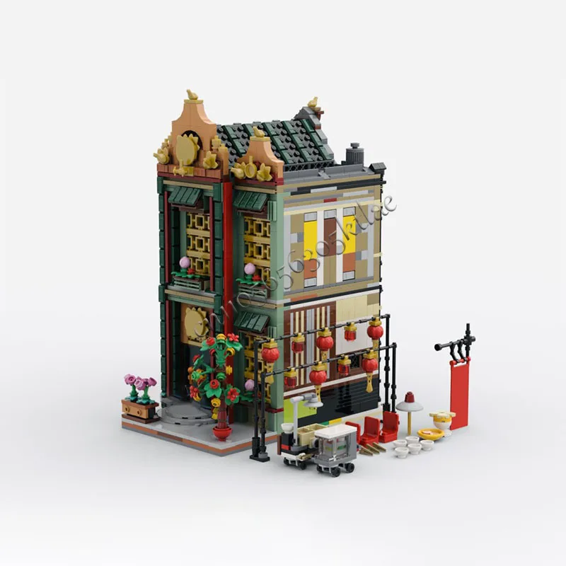 1760 pezzi di vendita caldi giada Townhouse blocchi di costruzione modulari architettura retrò modello display giocattoli bambini assemblaggio regali di compleanno
