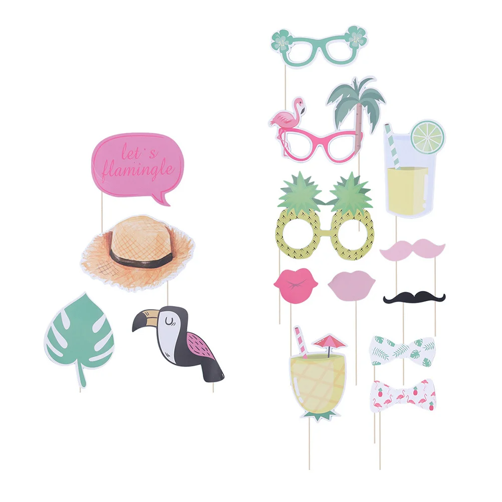 

15Pcs Flamingo Glasses Pineapple Hawaii Summer Party Photo Props Beach Photo Booth Decoration Supplies Hawaii Party Supplies