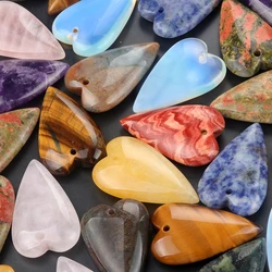 1pc Natural Stone Pendants Heart Shape Rose Quartz Tiger Eye Crystal for Fashion Jewelry Making Diy Women Necklace Gifts