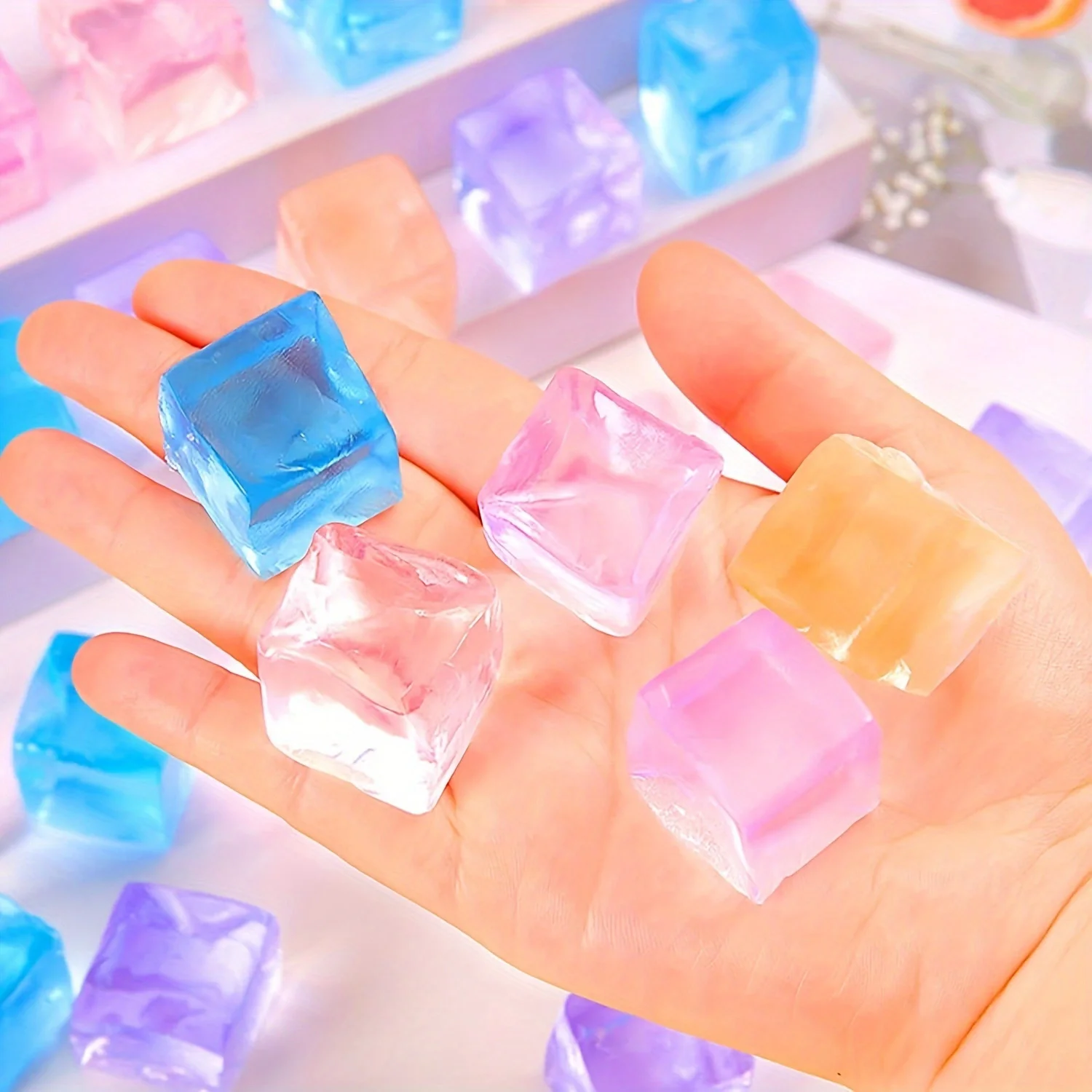 10 pz cubo di ghiaccio Squishy spremere giocattoli per bambini giocattolo antistress per adulti pizzico morbido giochi di intrattenimento sensoriale regalo di Natale di Halloween
