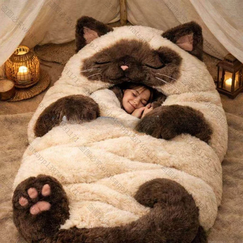 Suitable for Adorable Cat Envelope Sleeping Bag Winter Adult Plush Cat Sleeping Bag