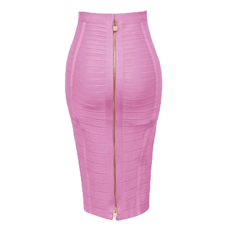 Women Summer Fashion Sexy Black Red Beige White Bandage Skirt 2026 Knitted Elastic Sweet Candy Color Pencil Skirt