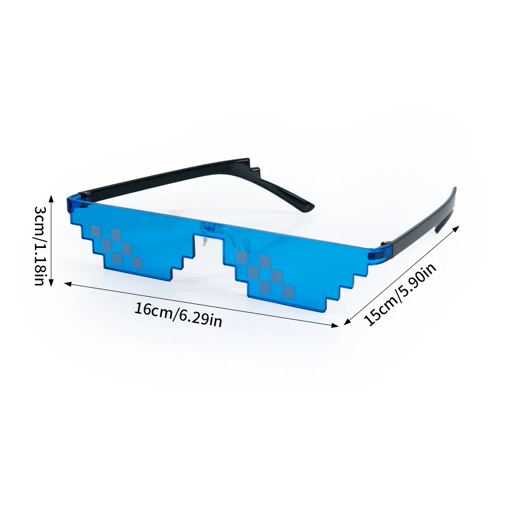 Lunettes De Soleil Rétro Années 80 Style Pixel Carré - Multicolore, UV400, Geek