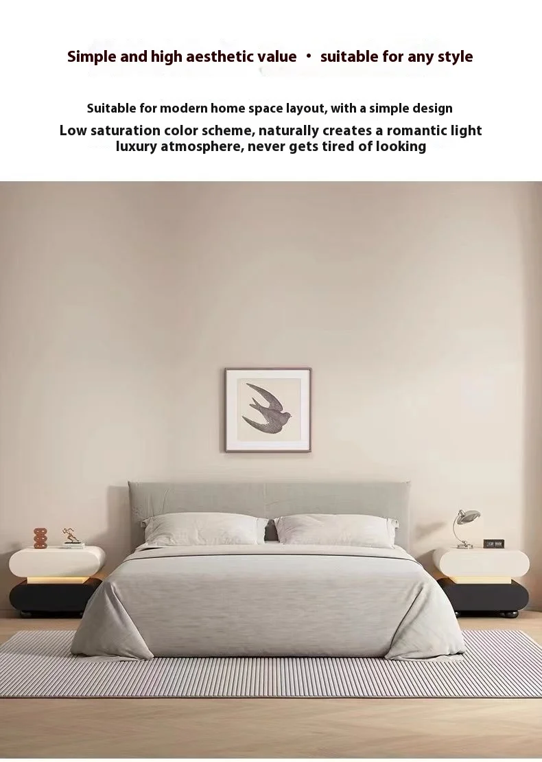 طاولة بجانب السرير من الخشب الصلب، خزانة غرفة نوم منزلية بسيطة وحديثة #4