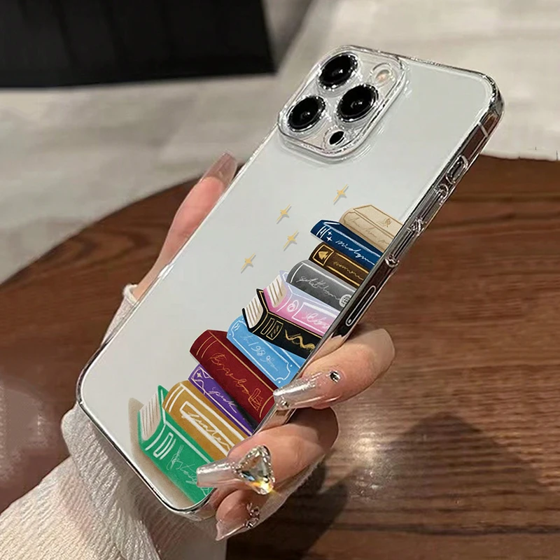 Livros impressão caso de telefone para iphone 16 15 14 13 12 11 pro max mini x xs se 7 8 plus 16e silicone à prova de choque macio transparente capa