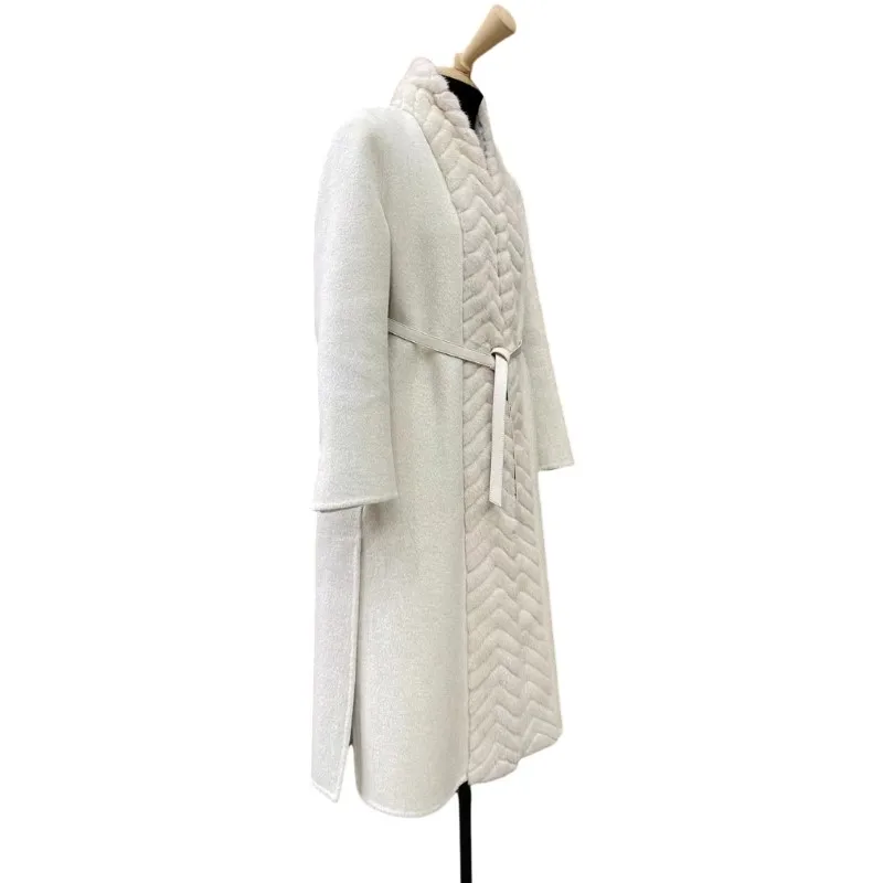 Imported Danish velvet-grade mink 98% cashmere coat medium long coat capotto invernale donna futro naturalne mantel femme