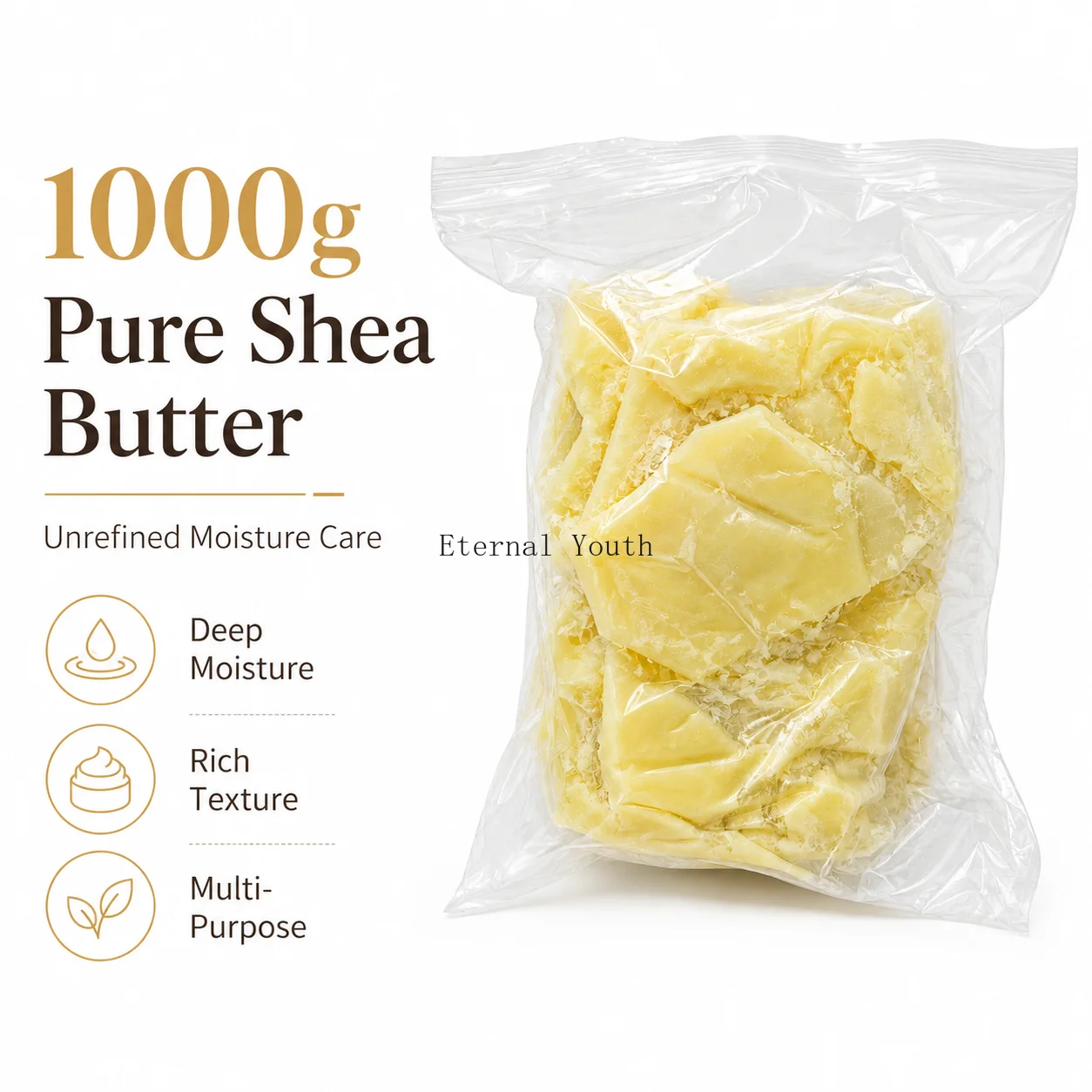 1000g Pure Shea Butter Unrefined Natural Body Butter Moisturizing Cream for Skin Hair DIY Soap Making Multi-Purpose Care