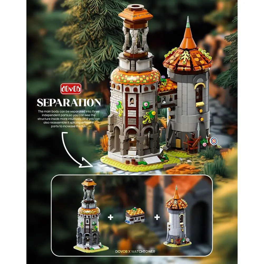 中世の監視塔 組み立てブロック - 大人とティーンのコレクター向けの1326ピースの組み立てセット