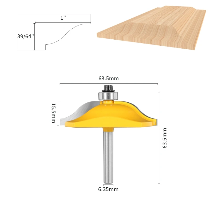 YUSUN 3PCS 1/4 shank Cover 41mm Roman Ogee Stile&Rail Assembles  Router Bit Woodworking Milling Cutter For Wood Tools