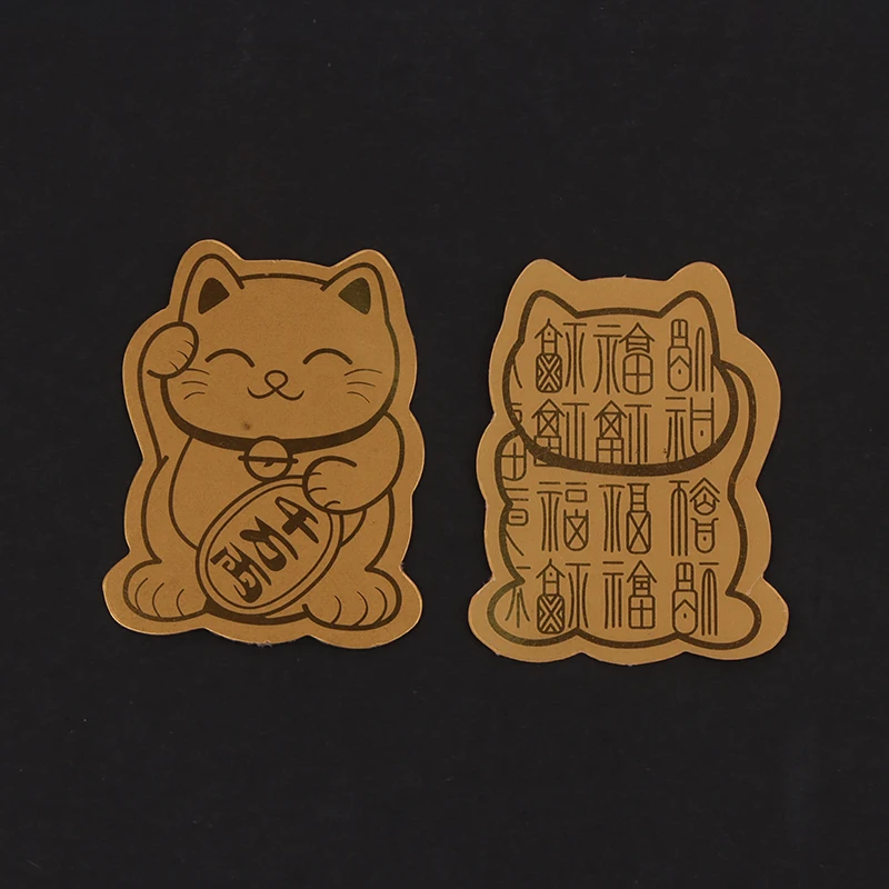 5Pcs Gold Foil Lucky Cat Mobile Phone Decoration Sticker Gold Lucky Cat Gold Patch Phone Decoration New Year Gift Phone Patch