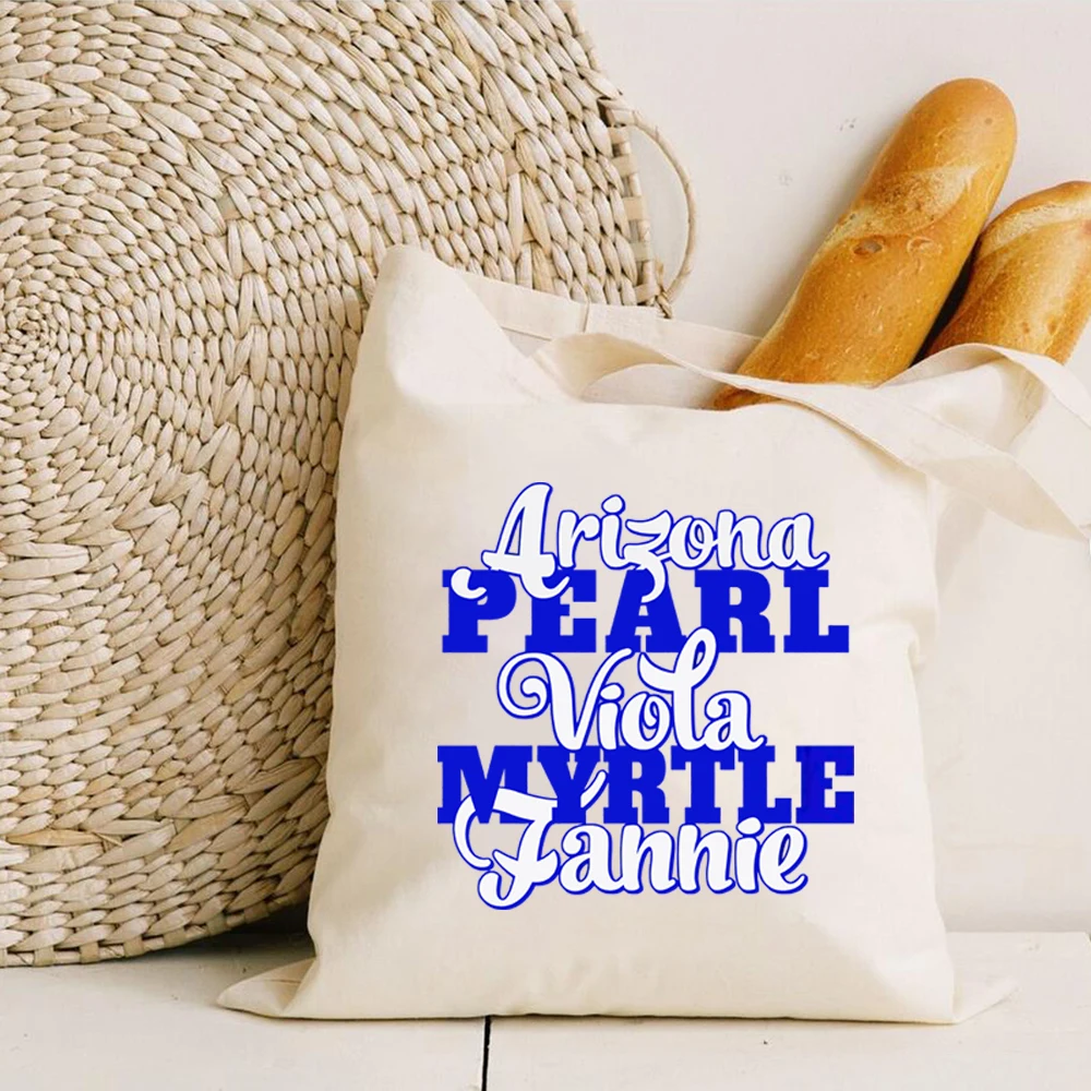 Lifelong Loyalty Zeta Phi Beta For Life Canvas Bag Sorority Life Shopping Bag The Five Pearls Name Women\'s Shoulder Bag