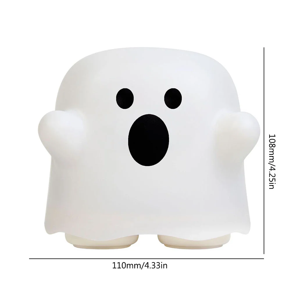 Cute Ghost Silicone LED Night  Light Bedroom Decoration Bedside Lamp USB Rechargeable Dimmable Soft Warm White Lighting