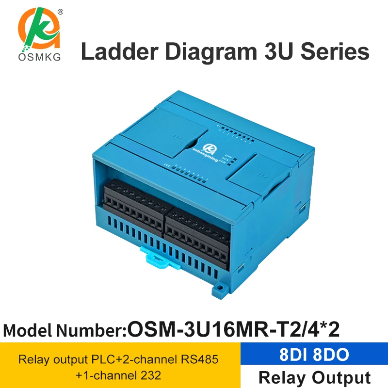 

Aoshangming 8 Input 8 Relay Output PLC RS485 RS232 Ladder Diagram PLC Controller Modbus Rtu for Industry Automation