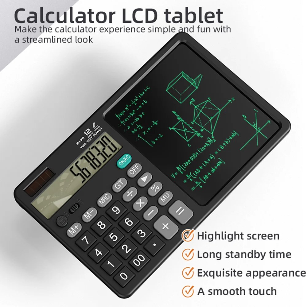 Calculadora de escritorio Solar con tableta de escritura LCD, calculadora Digital, tablero de dibujo para estudiantes escolares