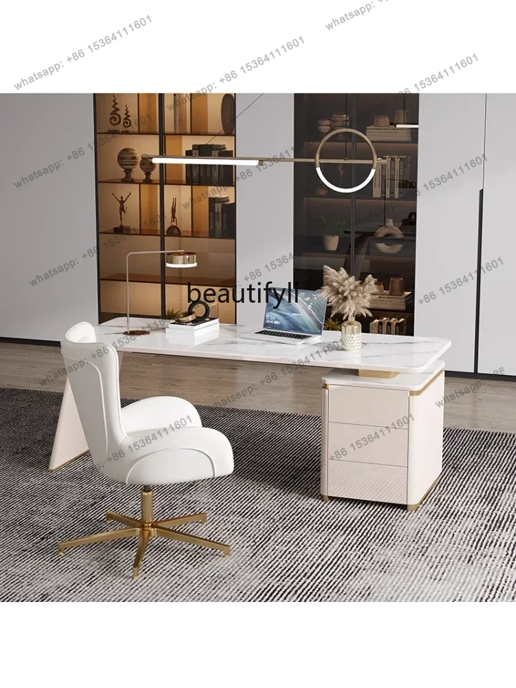 Light Luxury Stone Plate Desk Modern Minimalist Office Computer Desk Home Study and Bedroom Student