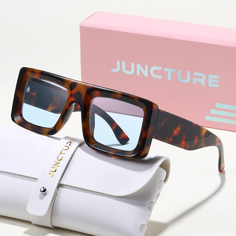 JUNCTURE Vintage Quadratische Sonnenbrille für Herren, Modische Marken-Sonnenbrille UV400, Damen-Sonnenbrille für Party und Urlaub, Geschenk-Sonnenbrille für Frauen
