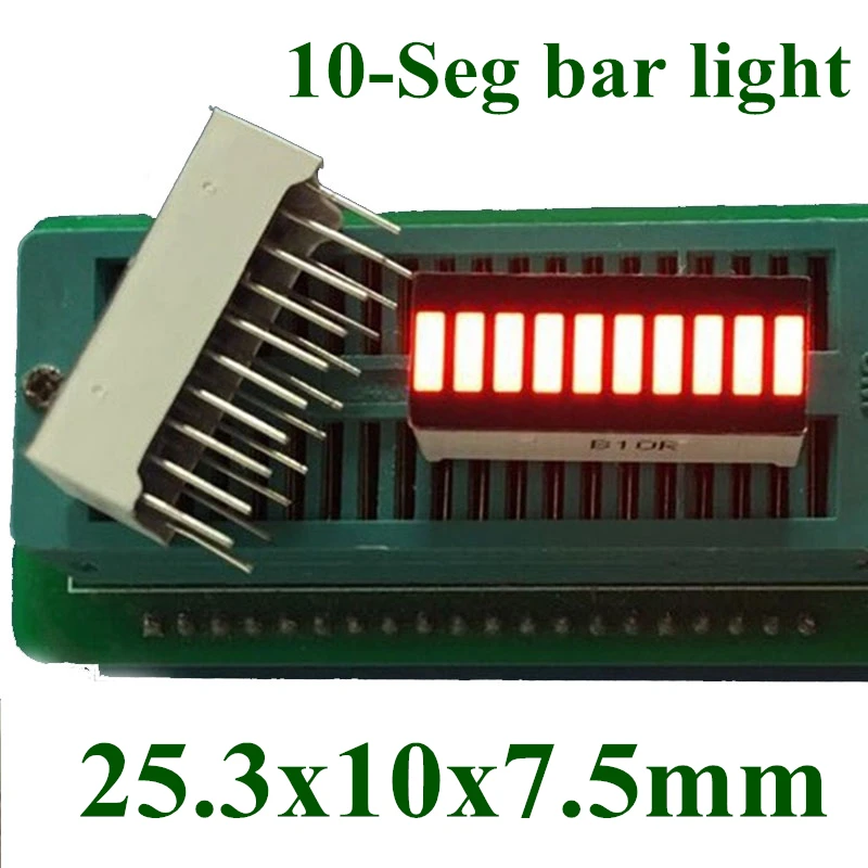 

20PCS Hot sale!!! 10 grid digital segment LED light bar 10 flat tube 25x10mm red light ten cell surface flat tube