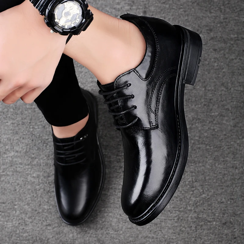 Leather Casual Elevator Shoes for Men 8cm Invisible Height Increase Casual Sneakers Business Formal Shoes view 4