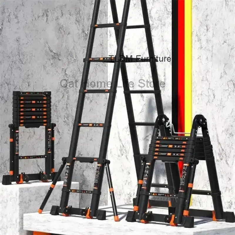 

Folding Ladder Aluminum Alloy Multifunctional Engineering Lift Stairs Home Portable Herringbone Ladder Thicken Telescopic Ladder