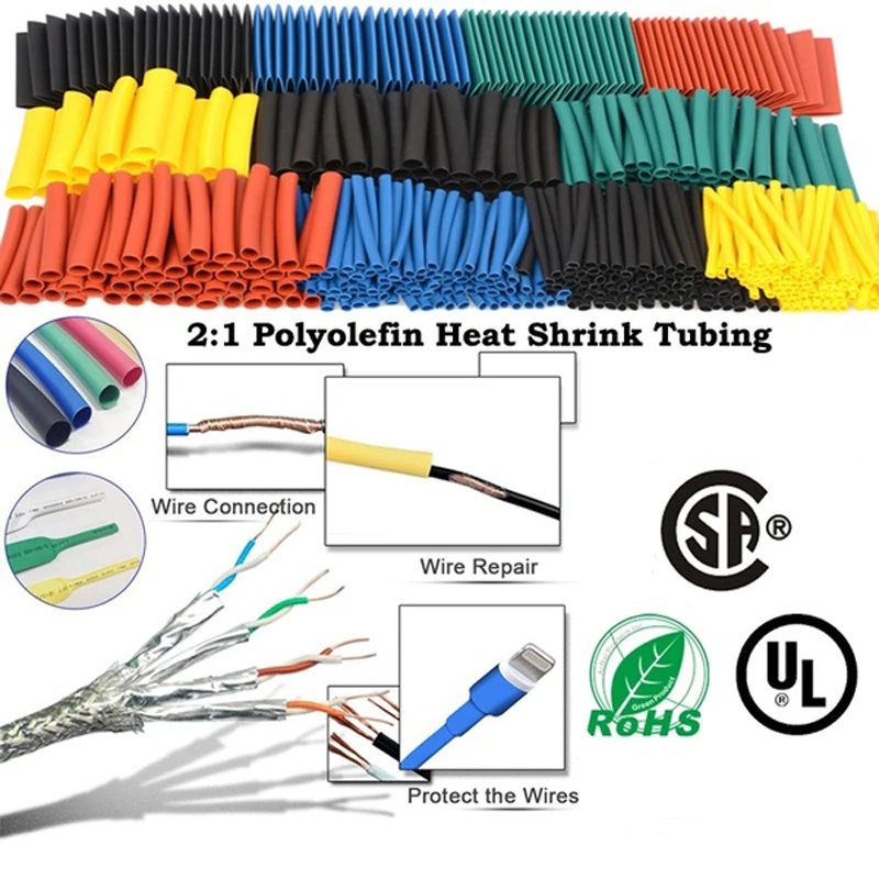 164PCS Termoretractil Cable Heat Shrink Tube Assorted Pack, Thermoretractile Insulation Sleeving Cable Wire Shrink wrapping
