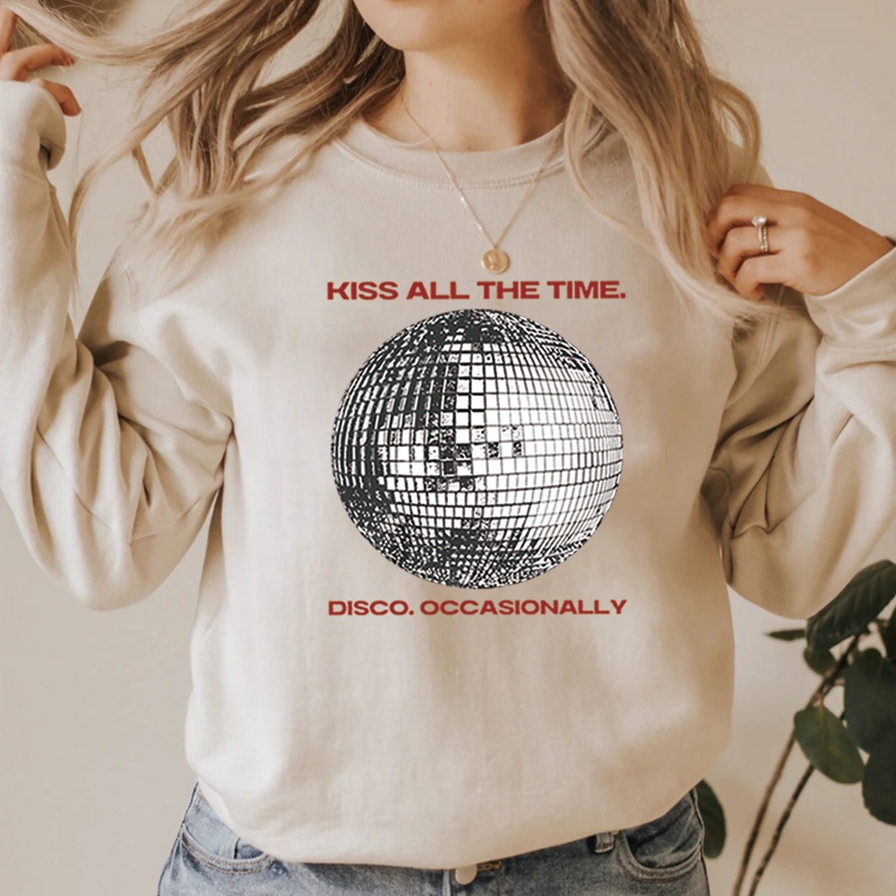 

Свитшот Kiss All The Time Disco, свитер с диско-шаром, концертный пуловер, ретро-рубашка для вечеринок, свитшоты в стиле 70-х и Y2K, подарок для любителей музыки