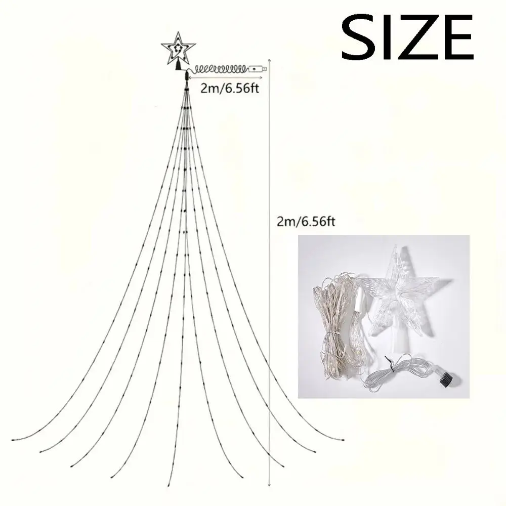 8 Lighting Modes Solar Christmas Lights Colorful Remote Control Waterfall Tree Light Waterproof Energy Saving