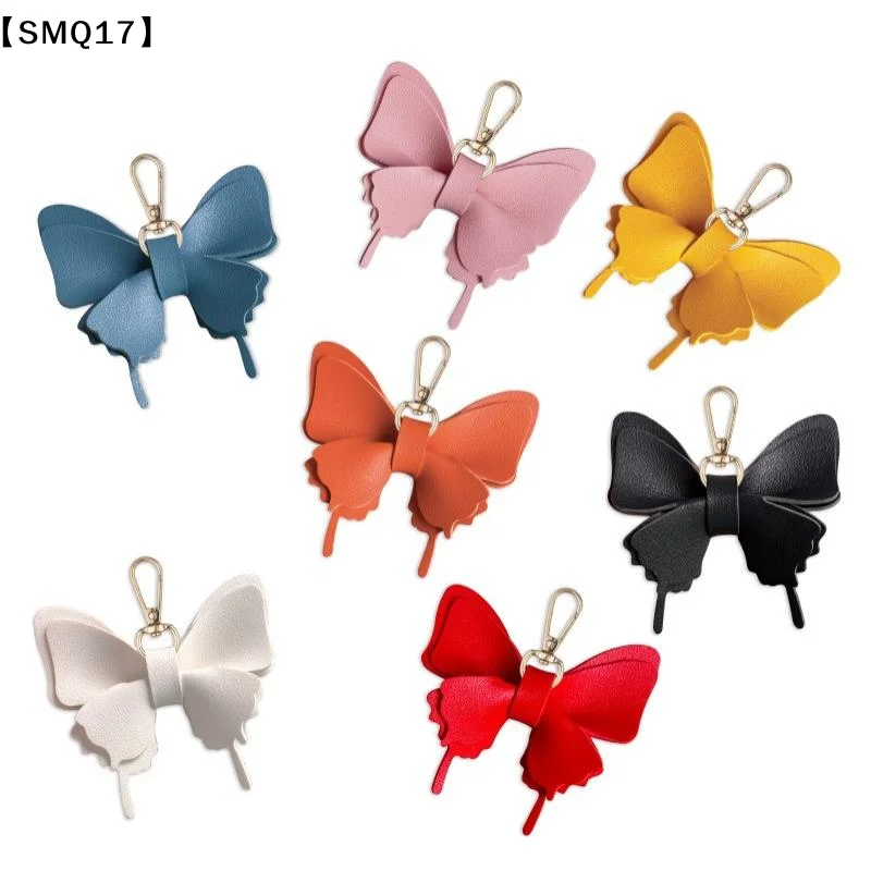 PU Leather Butterfly Keychains With Vibrant Assorted Colors And Sturdy Metal Clasp Perfect For Decorating Backpacks Purses【SMQ】