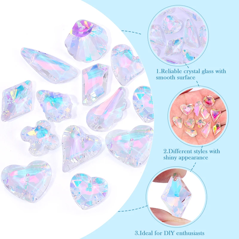 Cute Crystal Pendants With Multiple Shapes AB Color Glass Charms Beads Used For Making Necklaces  Bracelets DIY Jewelry Making