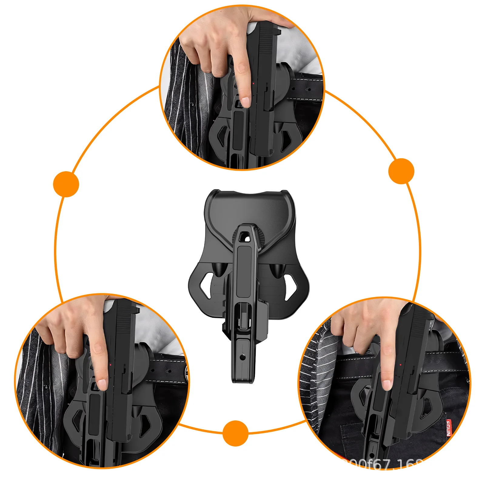 حافظة السكك الحديدية التكتيكية سهلة التركيب، حزام الحافظة المثبت على السكك الحديدية، مع حزام خصر خارجي قابل للتعديل، خفيف الوزن