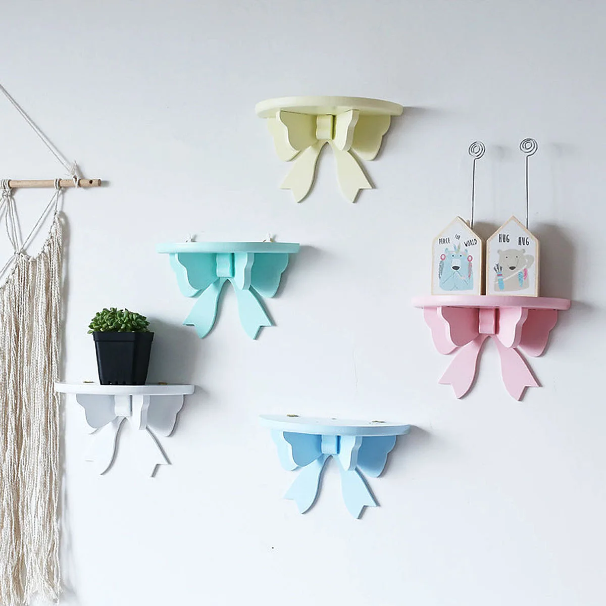 

Wooden Storage Shelf Wall Rack Home Decor Semicircle Holder Kitchen Bedroom Kids Room Book Magazine Plant Pot Display