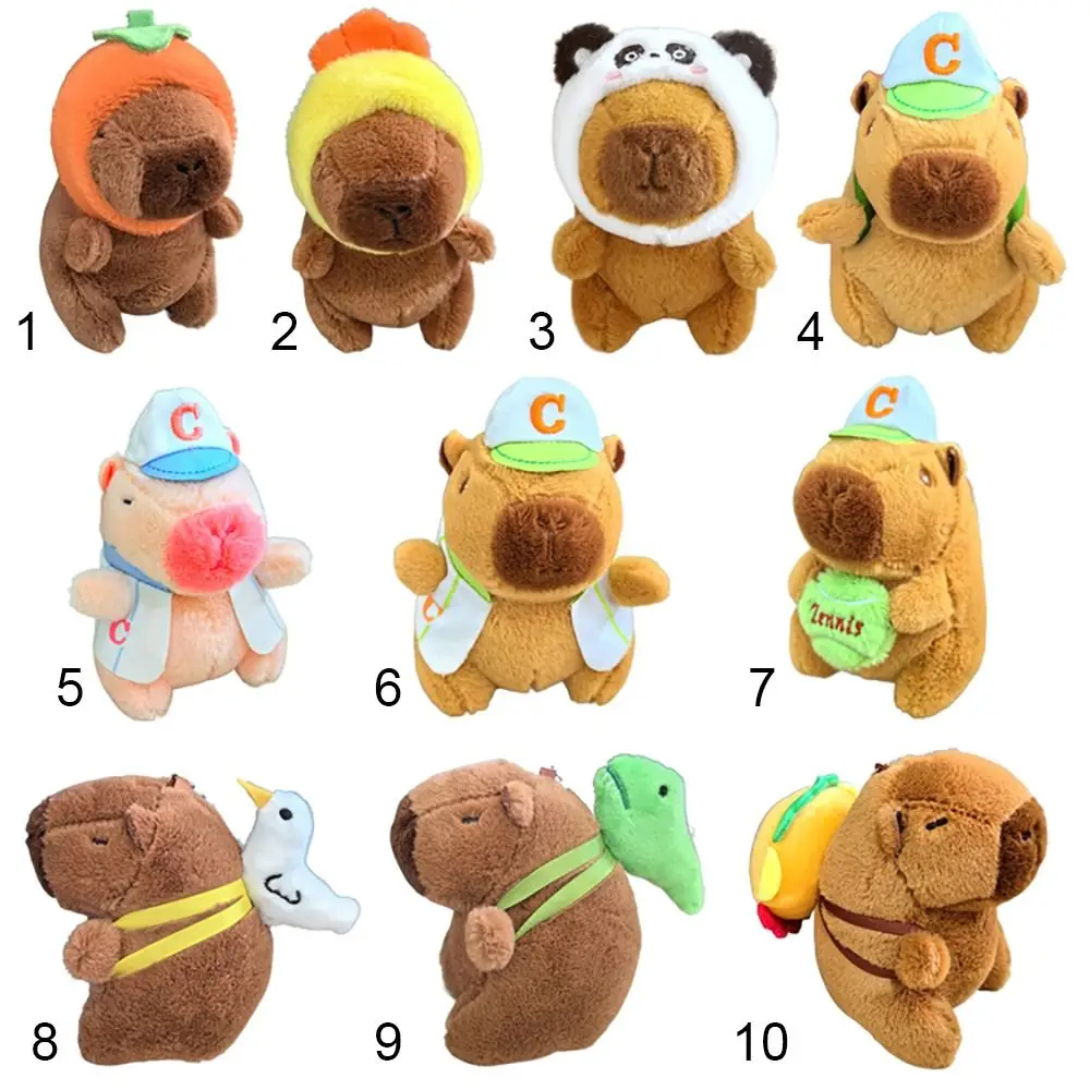 Multicolorido de pelúcia capivara chaveiro dos desenhos animados capivara brinquedo simulação capivara pingente acessórios bonito fofo animal boneca