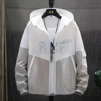 2025 Summer Skin Coats Men Ultra Light UV Sun Protection Big Size Hooded Windbreaker Jacket Men Striped Casual Outwear 2 2025 Summer Skin Coats Men Ultra Light UV Sun Protection Big Size Hooded Windbreaker Jacket Men Striped Casual Outwear 2