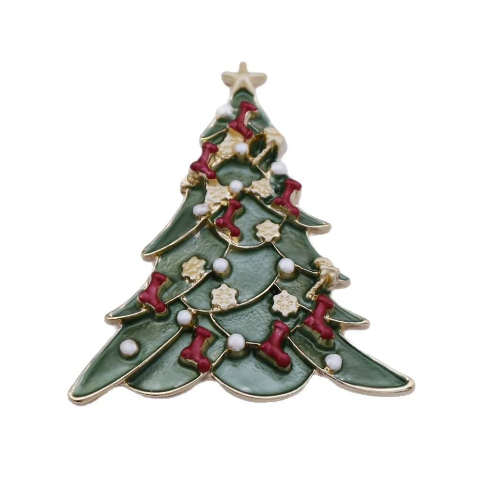 Jewelry DIY accessories new enamel irregular Christmas tree magnetic brooch Christmas men and women versatile Christmas tree bad view 5
