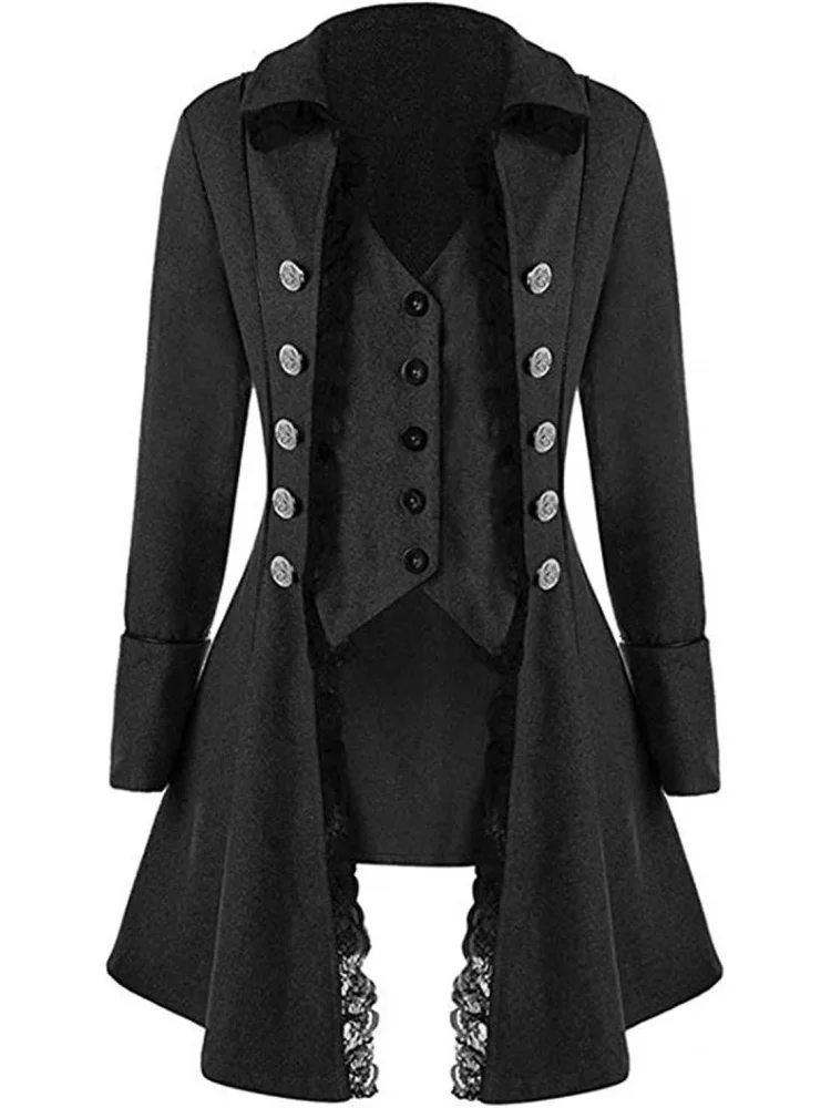 Women's Gothic Steampunk Corset Halloween Costume Coat Victorian Tailcoat Jacket