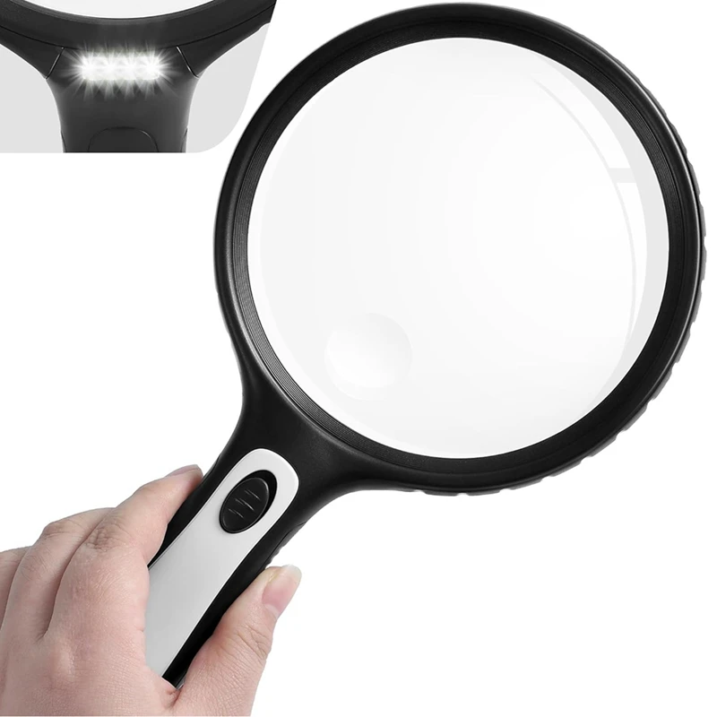 

Magnifying Glass With Light,10X 20X Handheld Magnifying Glass With 4 LED High Brightness Lights, For The Elderly To Read