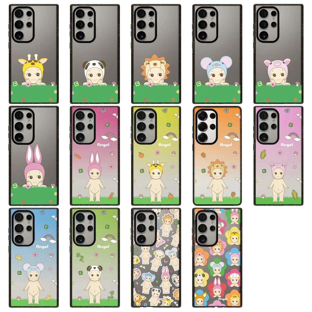 

Cute Angel Acrylic Black Border Case for Samsung Galaxy S23 S24 S25 Ultra Plus S25+ Cover Protective Shell
