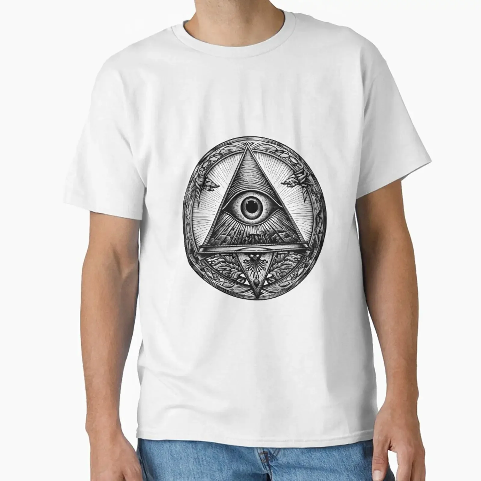 All Seeing Eye Illuminati Pyramid New World Order Freemason designed and sold by Exmo Army vintage Washed Stretched graphic