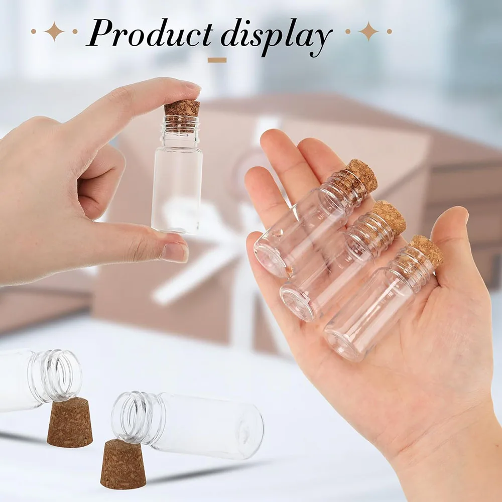 10ml Mini Plastic Bottles with Corks Tiny Clear Sand Art Bottles Wishing Vial for Wedding Birthday Party Decoration DIY Crafts