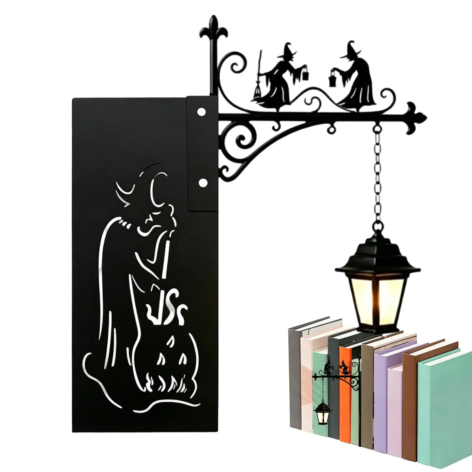 Witch-themed decorative bookshelf lamp Bookshelf lighting fixtures  Library Shelf Mini Bookworms Lighting Ornament for Bookcase