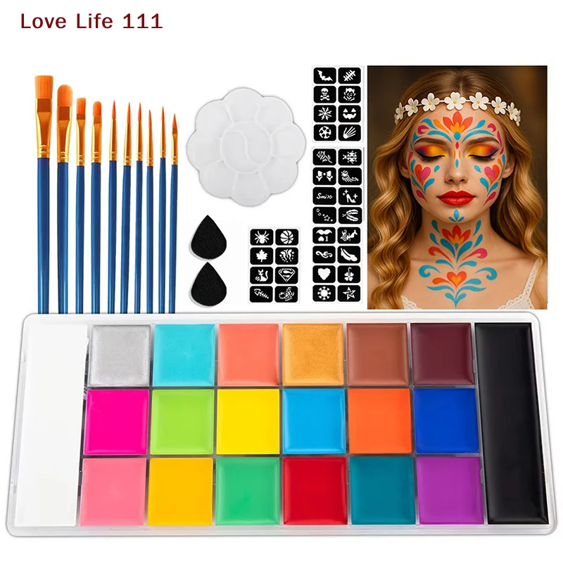 New Face Body Paint Palette Professional Flash Non Toxic Safety Tattoos Paint Party Decoration Artist Fancy Makeup Set