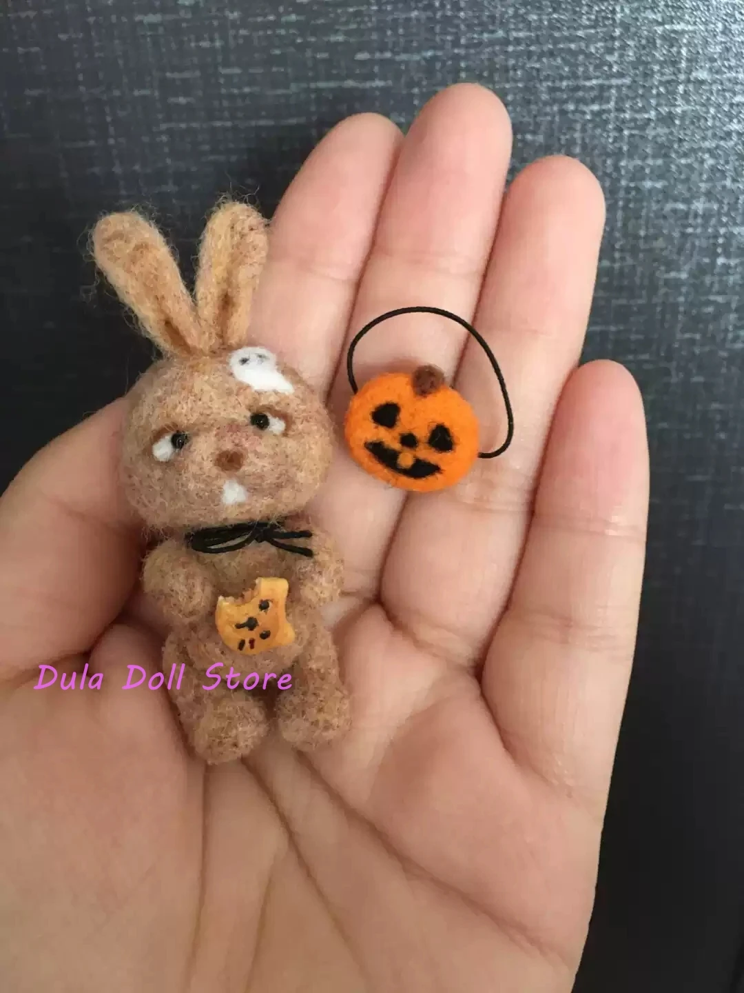 Dula Doll Handmade Wool felt Halloween bunny pumpkin hugging doll for Blythe Qbaby ob11 gsc Azone Licca ICY JerryB 1/6 Bjd Doll