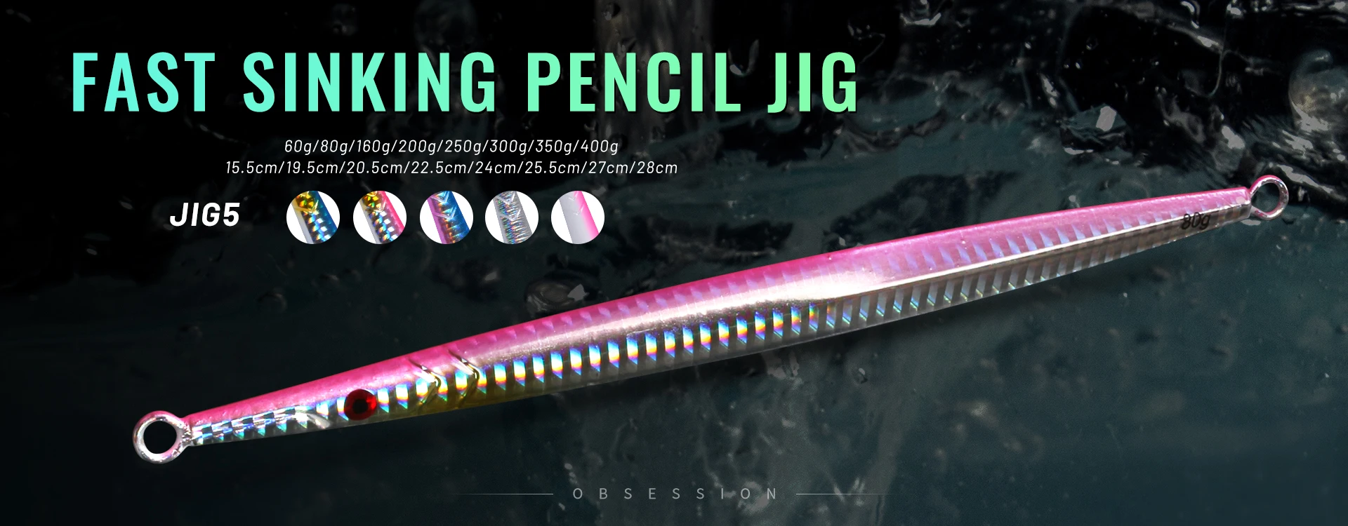 OBSESSION J81 160g 200g 300g 400g 3D Druck Laser S Form Jigbait Boot Angeln Jigging locken Metall Meer Angeln Pesca Jig Lockt – Detail 1